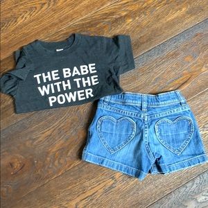 Bundle Mini Boden heart shorts 4T and cute tshirt